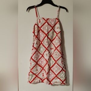Chic Red and White Patterned Mini Dress